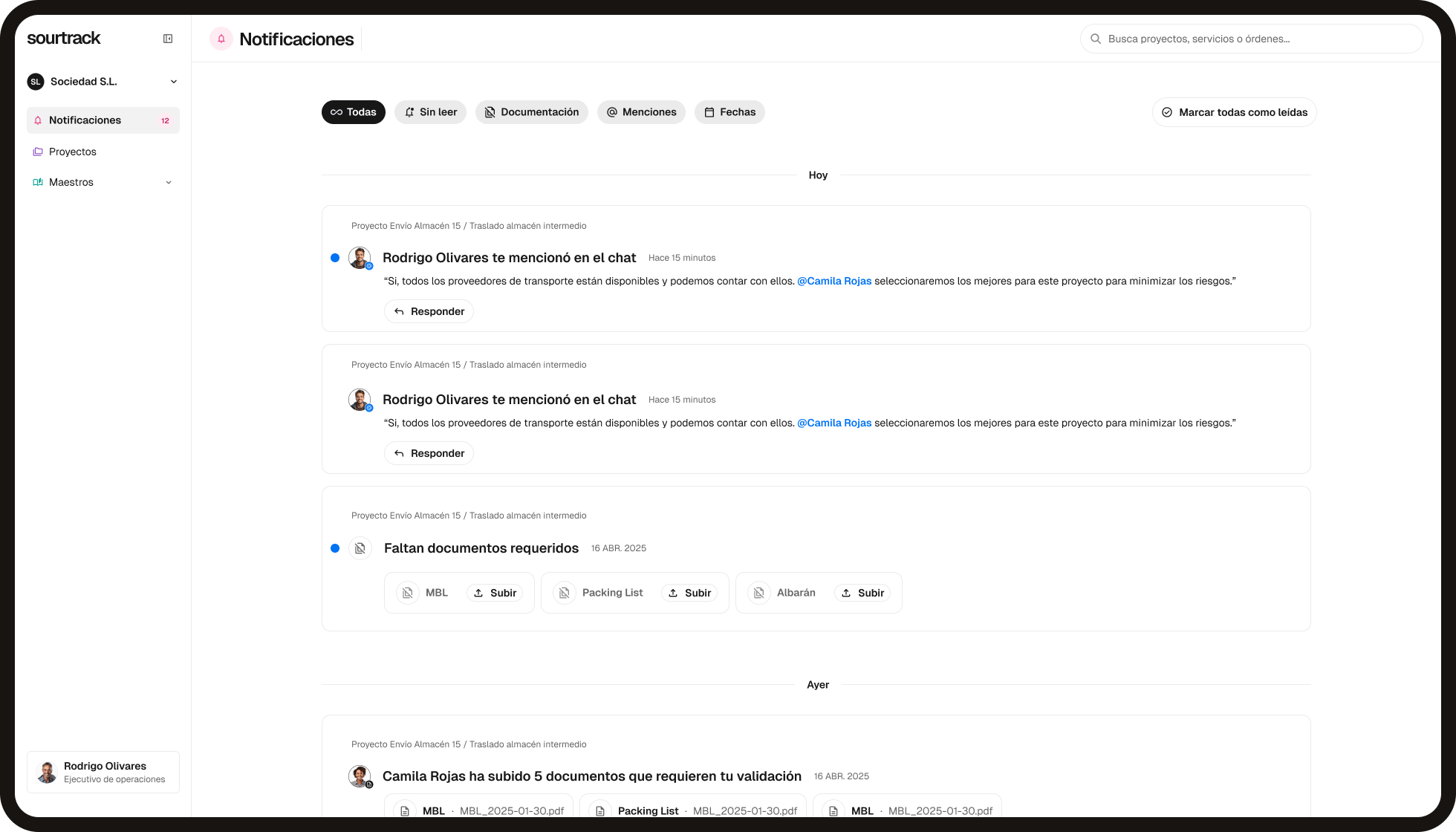 Sourtrack Notification System Interface Mockup